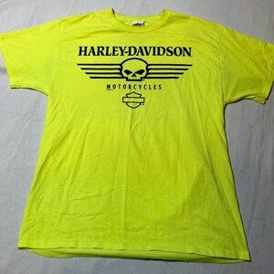 Harley Davidson Cycles Men's Size L Neon Yellow T Shirt Motorcycles Salina, KS